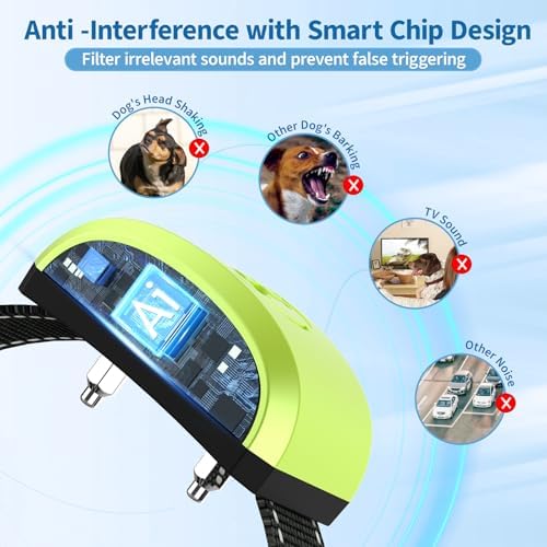 Barking Collar for Medium Dogs, Rechargeable Dog Bark Vibrating Collar | Smart Anti-False Triggers Chip & 8 Adjustable Sensitivity, 4 Optional Training Modes, Auto Safety Shut-off No-bark collars