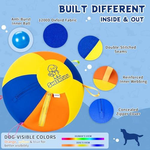 18" Herding Ball for Dogs, Large Dog Training Ball with Straps