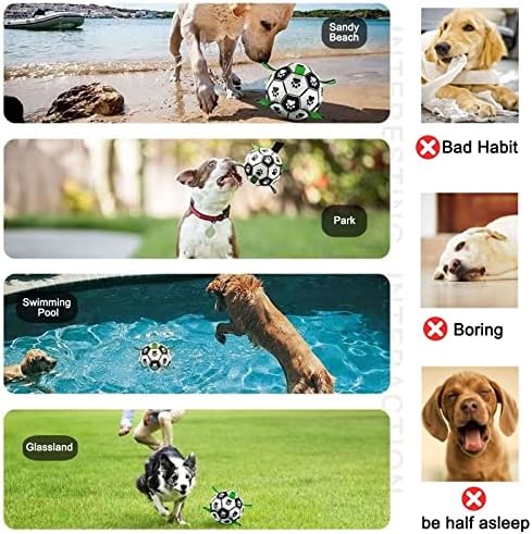 Amasiver Dog Soccer Ball Toys, 9'' World Cup Dog Soccer Ball with Straps, Dogs Birthday Gifts, Water Toy, Herding Ball, Durable Balls for Large XLarge Pet, Outdoor Dog Toy (9 Inch-XLarge)