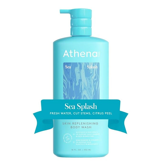 Athena Club Skin Replenishing Body Wash for Women, Sulfate Free Nourishing Cleanser with Niacinamide, Gently Cleanses Without Stripping, Sea Splash Fresh Scent, 18 fl oz
