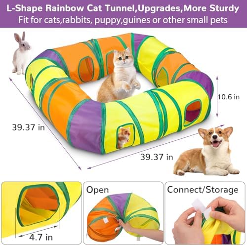 Retro Shaw Interactive Cat Toys for Indoor Cats Kitten,Relieve Bored,25PCS | 4PCS Collapsible Tunnels, Large, Safe and Durable, Kitten Game Hiding Spot Self-Play Chase Exercise