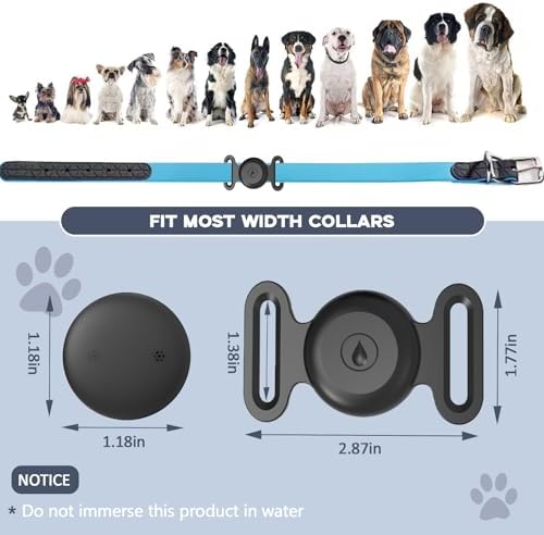 GPS Tracker for Dogs, Mini GPS Cat Tracker, IPX8 Waterproof GPS Trackers for Cats with Holder, No Monthly Fee, Work with Apple Find My(iOS Only), Smart Trackers for Dogs-Black-3