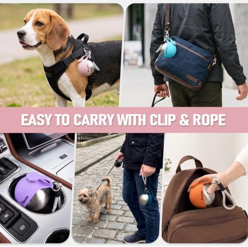 Cibaabo Portable Dog Water Bottle with Collapsible Silicone Bowl 10 oz