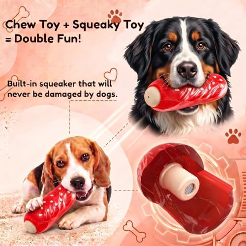 Squeaky Dog Chew Toys, Interactive Tough Indestructible Dog Toys for Aggressive Chewers, Medium to Large Dogs, Indoor & Outdoor Use