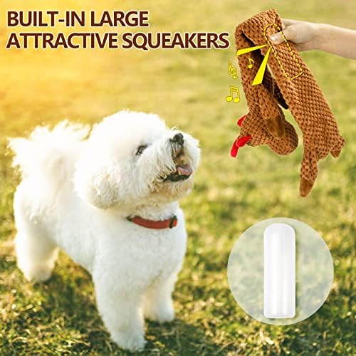 Senneny No Stuffing Dog Christmas Toys with Squeakers, Crinkle Xmas Plush Dog Toys for Large Medium Small Dogs, Durable Interactive Dog Toys for Puppies, Reindeer