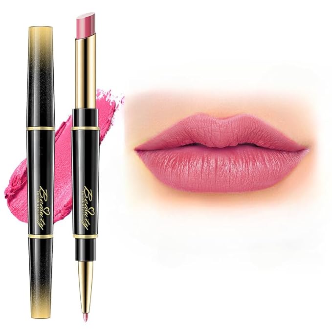 Double Head Lipstick and Lip Liner - Long-lasting Makeup - Waterproof Daily Glamour Makeup (14#coral powder)