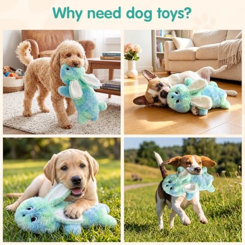 Fuufome Squeaky No Stuffing Dog Chew Toy, Interactive Crinkle Toy for Dogs