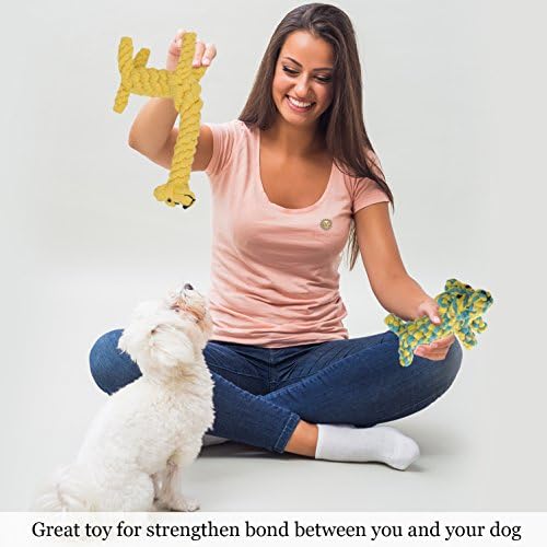 SunGrow Cotton Rope Dog Toys, 2 Pack Puppy & Giraffe for Light Chewers