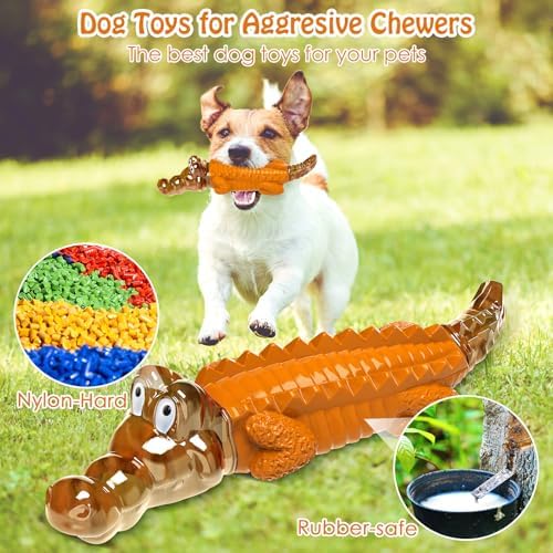 Jeefome Crocodile Dog Chew Toy for Small & Medium & Large Dogs