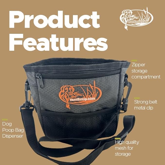 Dog Treat Pouch for Training - Hands-Free Design - Dispenser - Gray/Black (Large) - Pets Training Treat Pouches for Dog Walks - Pet Bags Pouch - Built in Poop Bag Holder