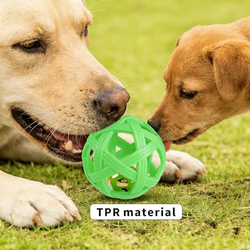 Dog Ball Toy with Bell for Small Dogs& Puppy, Small Dog Ball for Boredom Relief & Teething, TPR Chew Resistant Interactive Fetch Toy.