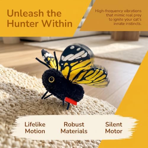 Smart Sensing Flapping Butterfly Cat Toys Interactive, Rechargeable Motion-Activated Butterfly with Realistic Flapping Wings, Electric Hanging, Indoor Cat Enrichment Toy, Soft Plush for Solo Play，blue