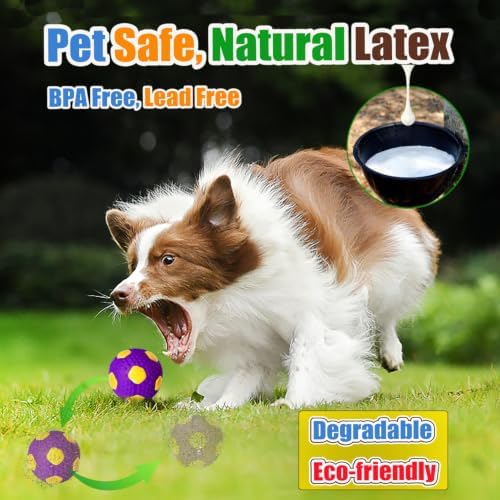 HOLYSTEED 2.56" Latex Squeaky Dog Toys Balls Soccer for Medium Dogs 4-Pack