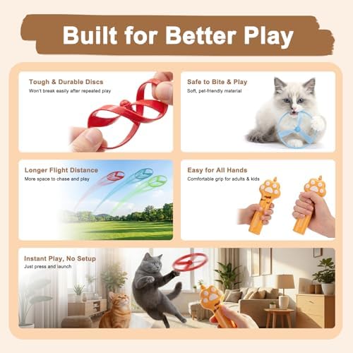Cat Toys for Indoor Cats, Interactive cat Fetch Toy Launcher for Chasing