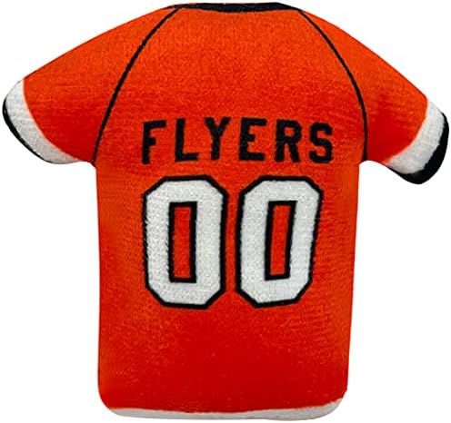 BEST PLUSH NHL PHILADELPHIA FLYERS Cat Toys Set of 3 filled with Fresh Catnip. Includes: Jersey, Hockey Puck with Feathers & #1 Fan. Team Logo