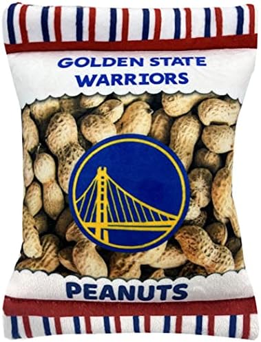 Pets First NBA Golden State Warriors Crinkle FINE Plush Dog & CAT Squeak Toy - Cutest Stadium Peanuts Snack Plush Toy for Dogs & Cats with Inner Squeaker & Beautiful Basketball Team Name/Logo