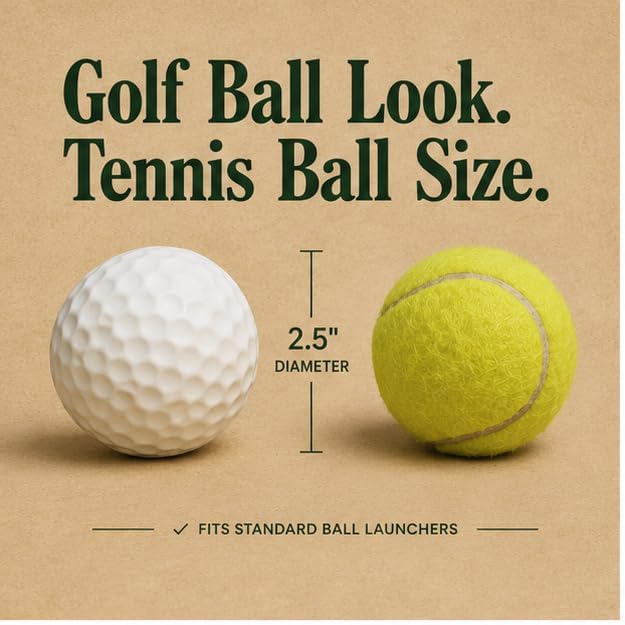 Golf Dog Toy Ball – Interactive Dog Toy for Enrichment, Fetch & Aggressive Chewers – Stuffing-Free, Natural Rubber – Fits Ball Launchers – Durable, Non-Toxic – Gift for Golf Lovers & Dogs