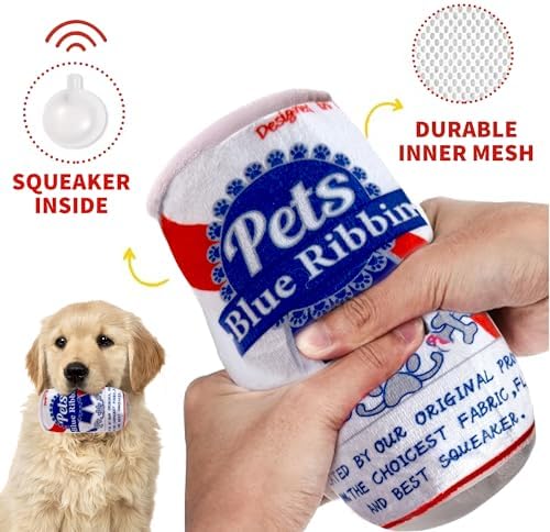 Plush Dog Toy, Squeaker Funny 2 Pack Beer Dog Toys