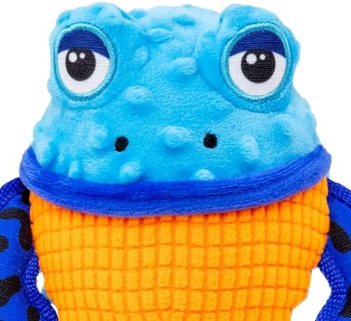 KONG Tropics Rattlez Dog Toy – Durable Plush with Rattle & Crinkle Sounds, Multi-Texture Interactive Enrichment Toy for Dogs (Frog, Medium/Large)