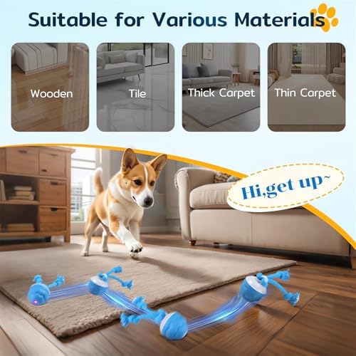 The Chase Buddy Dog Boredom Stimulating Toy 2025 Smart Pet Puppy Ball with Ropes Interactive Self Play Moving Dogs Balls Automatic Electric Active Rolling Ball Jumping Bouncing Dog Balls Gift (Red)