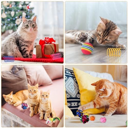 Shappy 150 Pcs Cat Toys Bulk Pack for Indoor Cats, Mice Balls,Novel