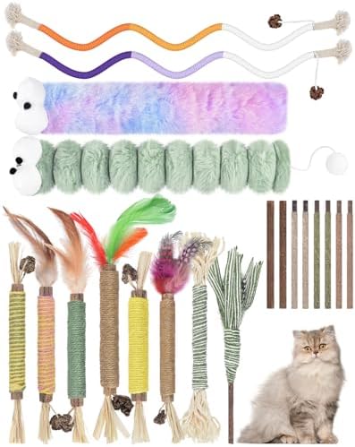 Bissap 20PCS Silvervine Chew Sticks, Catnip Chewing Toy for Cat Kitten