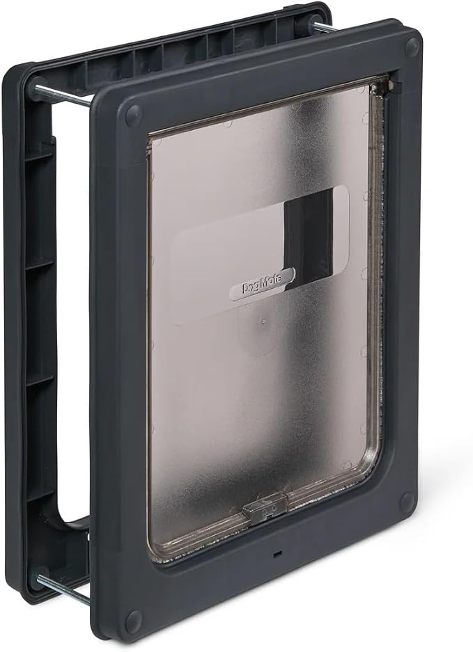 Dog Mate Medium Dog Door, Robust Locking Panel, Self-lining to 50mm, Grey