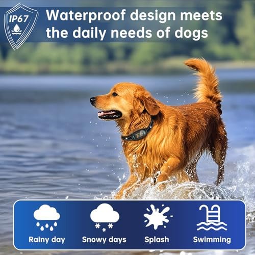 Dog Bark Collar, Rechargeable Bark Collar for Large Dog, IP67 Waterproof Anti Barking Collar Dogs with Adjustable Sensitivity for Medium and Small Dogs (Matte Black)