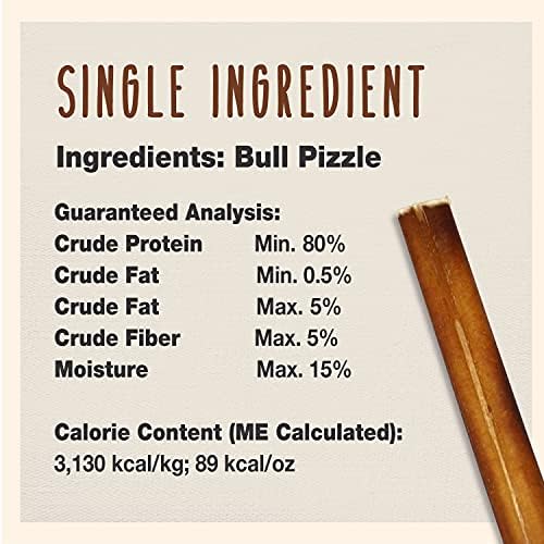 Cadet Bully Sticks for Extra-Small Dogs, All-Natural Beef Pizzle, Rawhide-Free Long-Lasting Dog Chews for Aggressive Chewers, 8 oz