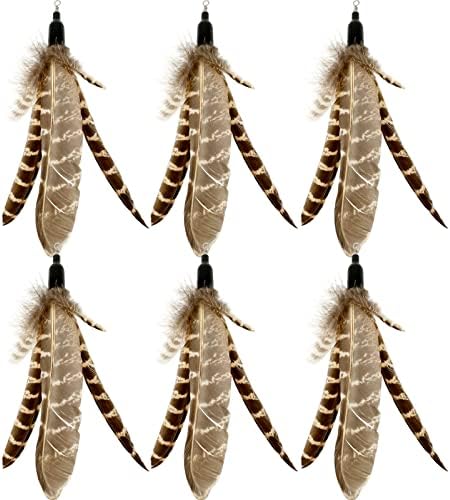 Cat Feather Toys Refills, 6 Pieces Handmade Da Bird Feathers Refill, Cat Wand Replacement Feather for Indoor Cats (C)
