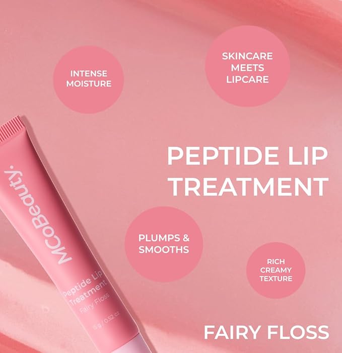 MCoBeauty - Peptide Treatment - High Gloss Lip Plumper with Peptides and Shea Butter - Sheer Pink Shade - Plumps and Smooths - Softens Appearance of Dry Lips - Stocking Stuffers