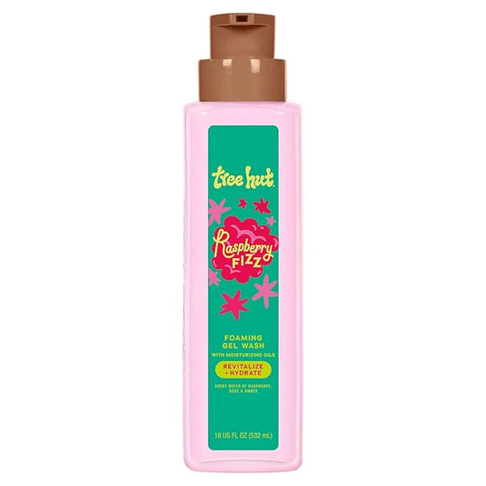Tree Hut Raspberry Fizz Foaming Gel Body Wash, Mothers Day Gifts, Hydrating & Moisturizing Shower Gel for Soft, Glowing Skin, Fruity Scent, 18 fl oz