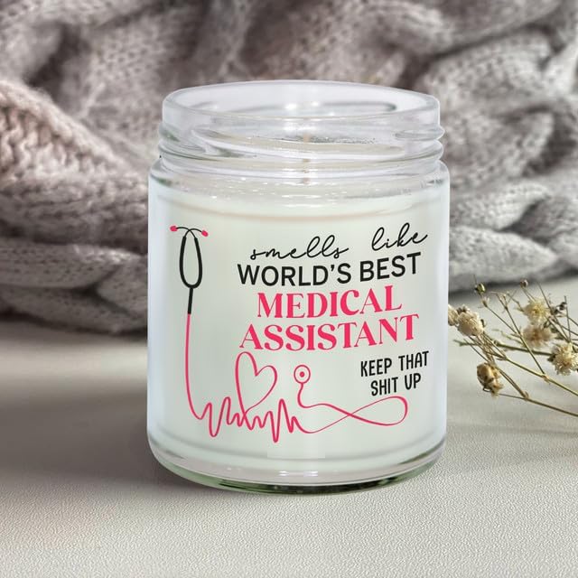 Medical Assistant Candle 9oz - Soy Wax Vanilla Scented Clean Burning, Medical Assistant Gifts for Women, MA Week Appreciation Gift Ideas