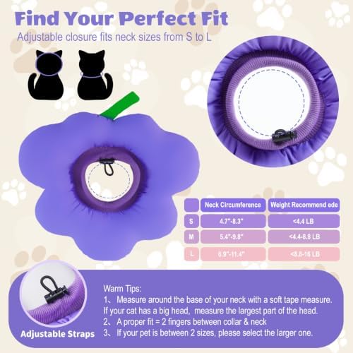 EMUST Soft Cat Cone for After Surgery, Recovery Collar for Kittens Purple
