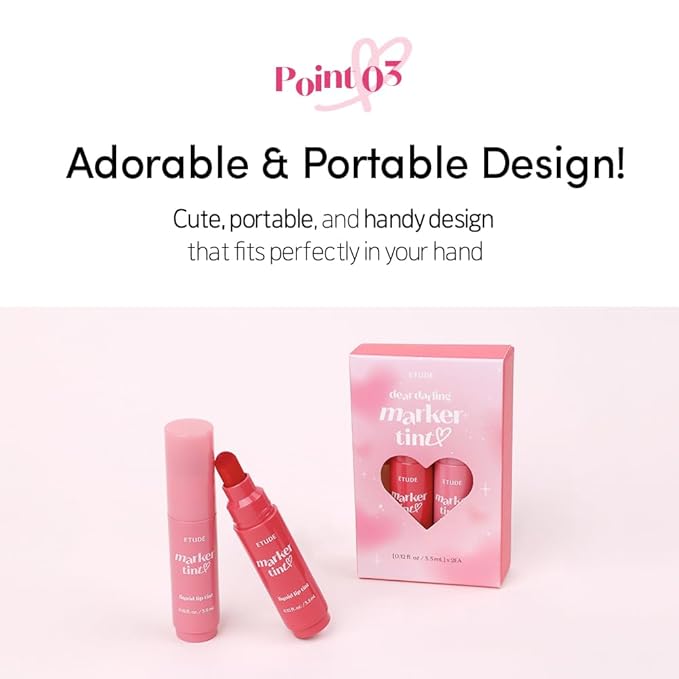 ETUDE Dear Darling Marker Tint Raspberry Pop+Mono Plum set (2 pcs) | Hydrating & Long Lasting Lip Stain | High Pigmented Lip Maker with Easy Drawing Tip | Korean Daily Lip Tint, Korean Makeup, Kbeauty