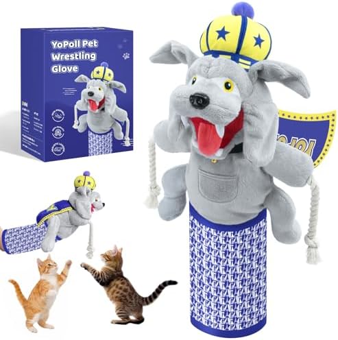 Cat Wrestling Glove, Toy with Sumo Wrestler Hand Puppet, Cat Teaser Catsumo Boredom Busting Training and Exercise Toy for Kittens, Indoor Cats