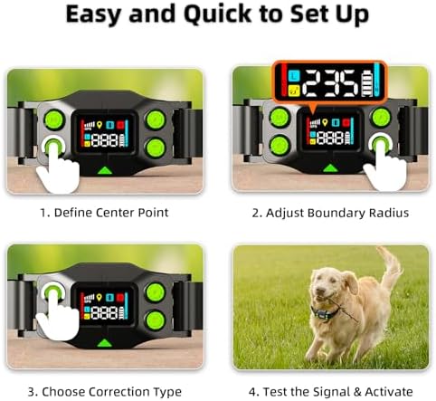 AEZ Smart Dog Collar, GPS Dog Tracker, Wireless Dog Fence System, GPS Fence Collar for Dogs with Beep Vibration Alert Modes, Radius 25-999 Yards for Over 15lbs Dogs, IPX7 Waterproof