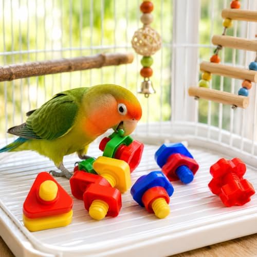 Bonka Bird Toys 3505 Pk6 Huge Nuts and Bolts Colorful Enticing Large Screw Interactive Foot Beak Throw Parrot Cockatoo Amazon African Grey Macaw Hyacinth