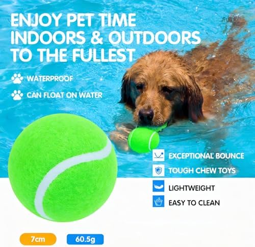 3-Pack Tennis Ball Dog Toys with Squeaker, Interactive Fetch Play for Pets 40 lbs and Over ，Training Balls for Indoor & Outdoor Exercise, 3.28-inch (Green, 18PCS)
