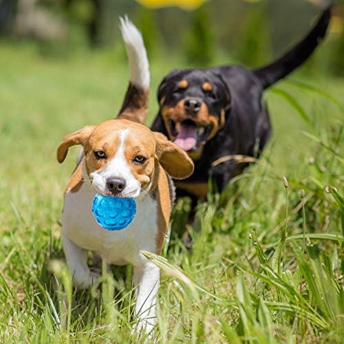 3'' Squeaky Dog Toy Balls for Lagre Medium Breed, Indestructible Dog Balls for Playing, Fetching & Retrieving, Durable Aggressive Chewers, 2 PCS Blue+Purple