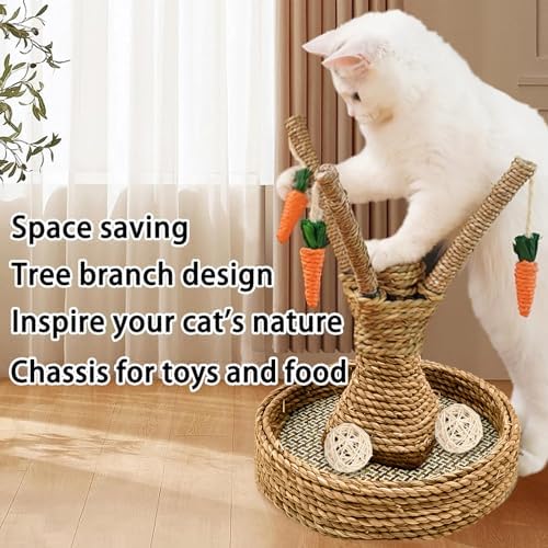 Hamiledyi Bunny Chew Toys Rabbit Rattan Grass Scratcher Climbing Tree Fun Tree Carrot Play Toys for Small Animal Guinea Pig Tooth Cleaning