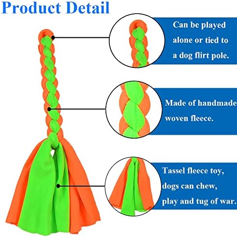 ASOCEA 2 Pack Dog Fleece Rope Toy for Dog Chase and Tug Pet Interactive Cotton Chew Toy Dog Tether Lure Toy Dog Flirt Pole Replacement Toys to Outdoor Exercise & Training