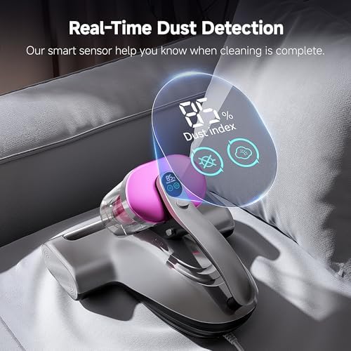 uwant 16Kpa Mattress Vacuum Cleaner 450W Powerful Bed Vacuum Set of 1 | 36000RPM Tap Bed Vacuum, 253.7 UV-C Light, 149℉ Hot Air, Dust Indicator Mattress Vacuum with HEPA Filter, Dual Cup for Bed