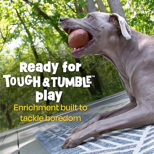 Brightkins Tough & Tumble Football Treat Dispenser - Interactive Dog Toys, Treat Dispensing Dog Toys, Puzzle Ball for Dogs, Brain Training for Dogs, Puppy Slow Feeder, Enrichment Games for Puppies