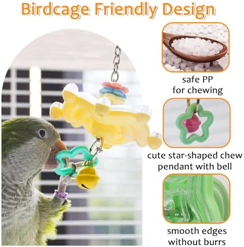 2pcs Bird Toys for Parakeets with Bell, Spinner Wheel (Rondom Color)