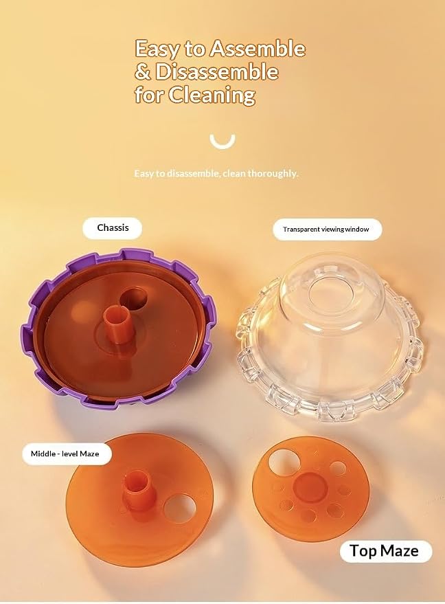 Tumbler Treat Dispenser, Pet Puzzle Slow Feeder Toy for Cats and Dogs, Wobbling Interactive Toy with Transparent Window, Maze-Style Baffle Increases Difficulty, PP Eco-Friendly Material, Purple