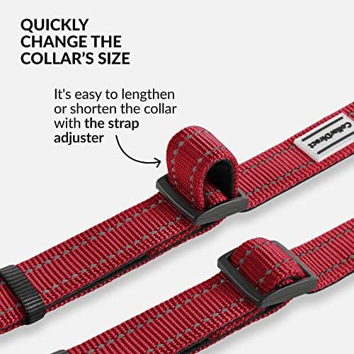 Reflective Dog Collar, Quick-Release Buckle (Red, 10-13 Inch)