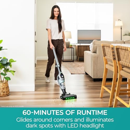 Kenmore 200 Series Cordless Stick Vacuum Lightweight Cleaner | 2-Speed Power Suction LED Headlight 2-in-1 Handheld for Hardwood Floor, Carpet & Pet Hair - DS2010