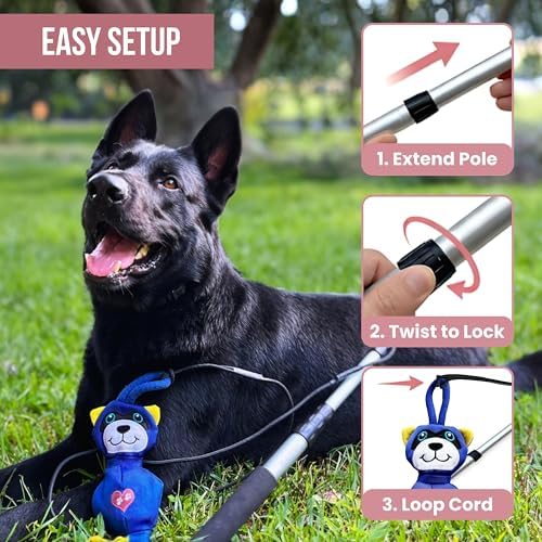 Flirt Pole for Dog Heavy Duty 35 Inch Teaser Wand with Raccoon Toy