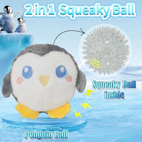 D KING D KING 3Pack Durable Plush Squeaky Dog Ball for Aggressive Chewers, Interactive Sound Dog Toy for Medium & Large Breeds, Tough Stitched Stuffed Chew Ball for Indoor & Outdoor Play(Ocean Ball)